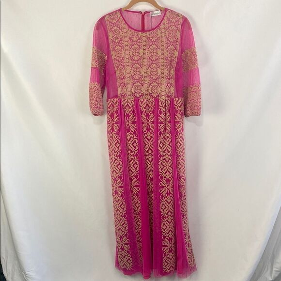 Valentino Pink Embr Sheer Gown - Picture 1 of 13